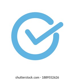 Check Symbol In Blue Color, Check Sign Icon. Vector Illustration