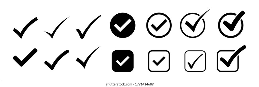 check symbol with box and circle -vector illustration 