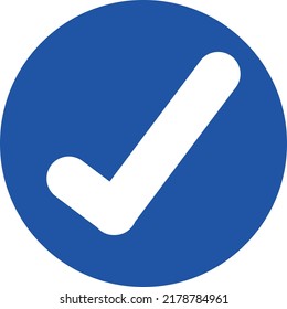 Check symbol enclosed within a blue circle