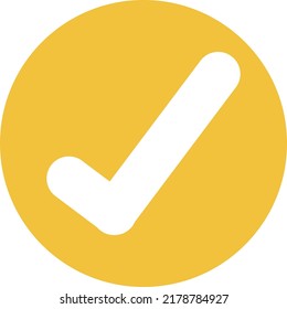 Check symbol enclosed within a burnt ochre circle