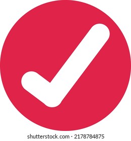 Check symbol enclosed within a crimson circle