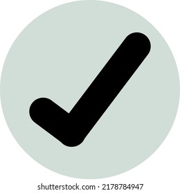 Check symbol enclosed within a ice gray circle