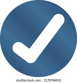 Símbolo de verificación dentro de un círculo azul metálico