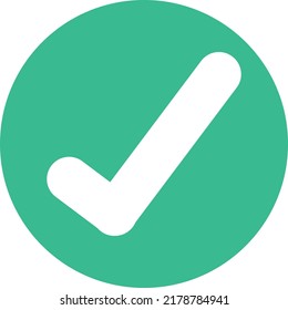 Check symbol enclosed within a mint green circle.