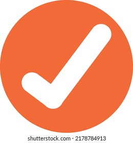 Check symbol enclosed within a neon orange circle