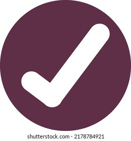 Check symbol enclosed within a plum circle