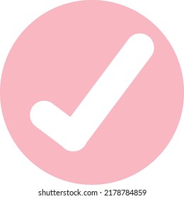 Check symbol enclosed within a rose bubblegum pink circle