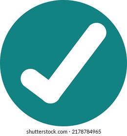 Check symbol enclosed within a teal circle
