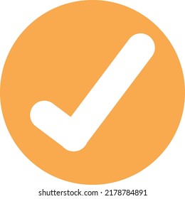 Check symbol enclosed within a yellow orange circle