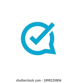check talk chat bubble logo vector icon illustration