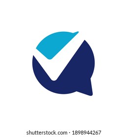 check talk chat bubble logo vector icon illustration