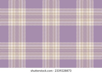 Check tartan background of fabric texture plaid with a textile seamless vector pattern in pastel and white colors.