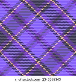 Check tartan background of vector seamless fabric with a textile pattern plaid texture in indigo and violet colors.