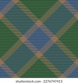 Check tartan pattern. Fabric seamless background. Plaid vector textile texture in green and orange colors.