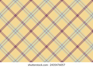 Check tartan pattern of fabric seamless plaid with a vector textile background texture in amber and light colors.