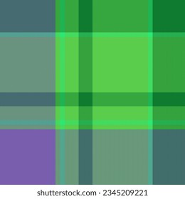 Check tartan pattern of texture vector background with a plaid seamless textile fabric in green and purple colors.