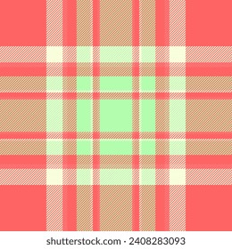 Check tartan plaid of seamless pattern fabric with a texture background textile vector in red and green colors.
