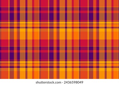 Check tartan seamless of vector plaid fabric with a pattern textile texture background in purple and red colors.