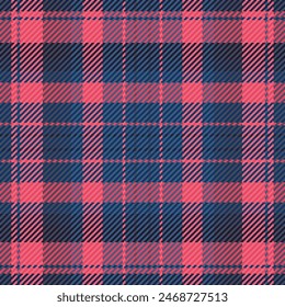 Überprüfen Sie Tartan Vektorgrafik von karierten Texturgewebe mit einem nahtlosen Hintergrundmuster Textil in Blau und Rot.