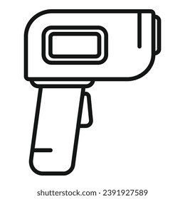 Prüfen Sie die Symbol-Rahmenvektorgrafik der Temperaturpistole. Gesundheitsscanner. Erkennungswerkzeug