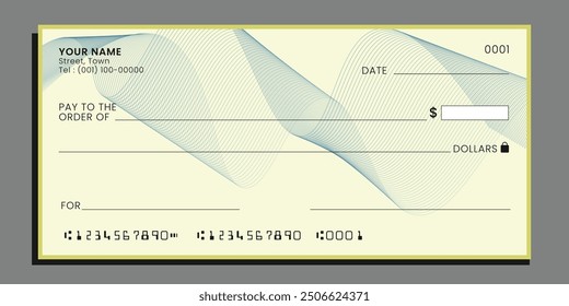 Compruebe la Plantilla. Cheque de pago bancario en blanco. Vector