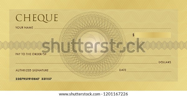 Check Template Chequebook Template Blank Gold Stock Vector (Royalty ...