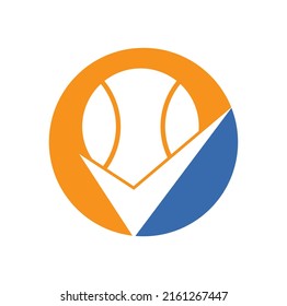 Check Tennis vector logo design. Tennis ball and tick icon logo.