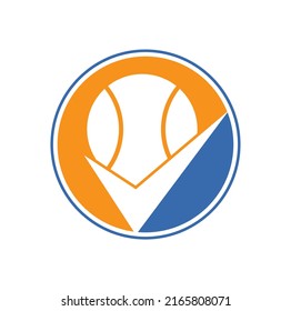 Check Tennis vector logo design. Tennis ball and tick icon logo.