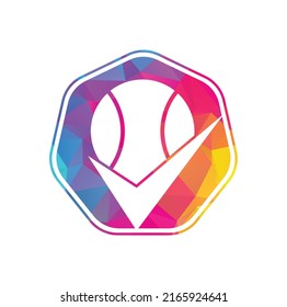 Check Tennis vector logo design. Tennis ball and tick icon logo.