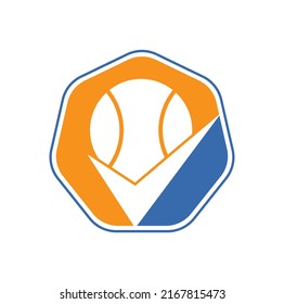 Check Tennis vector logo design. Tennis ball and tick icon logo.