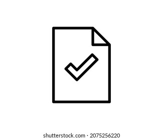 Compruebe el icono de la línea de prueba, el símbolo del vector de contorno, el pictograma de estilo lineal aislado en blanco. Portapapeles con símbolo de marca, ilustración de logotipo. Trazo editable.