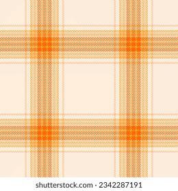 Check textile background of fabric seamless tartan with a pattern plaid texture vector in light and orange colors.