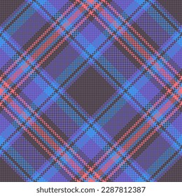 Check textile background. Texture pattern vector. Seamless tartan plaid fabric in blue and dark colors.