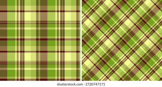 Compruebe el patrón textil del fondo del tartán de la tela con una textura inconsútil de la tela escocesa del Vector. Conjunto en colores vintage para ideas de ropa de camisa a rayas.