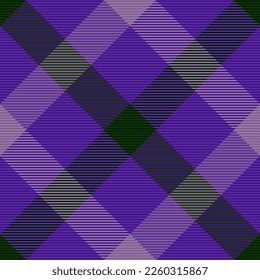 Check textile seamless. Texture plaid vector. Background fabric pattern tartan in dark and violet colors.