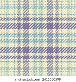 Comprobar el tartán textil de la textura de fondo sin fisuras con un vector de tela de patrón trenzado en colores claros y pastel.