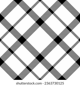 Check textile tartan of pattern vector texture with a seamless fabric background plaid in white and black colors.
