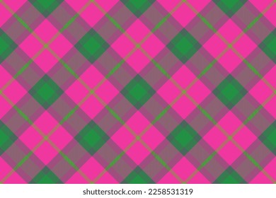 Comprobar el tartán textil. Tela vectorial de textura. Fondo sin fisuras en tonos verde y rosa.