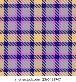 Prüfen Sie die Textilienstruktur des nahtlosen Hintergrundgewebes mit einem Vektortartan Muster in Pastellfarben und Blau.