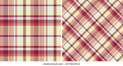 Compruebe la textura textil del vector de patrón sin soldadura con una tela de fondo tartán enchapado en colores vintage.