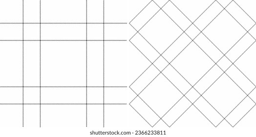 Check texture background of plaid vector textile with a pattern fabric tartan seamless set in monochrome colors.