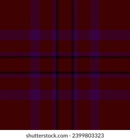 Check texture background of seamless tartan textile with a plaid pattern fabric vector in dark and black colors.