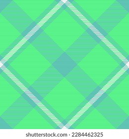 Check texture plaid. Pattern fabric tartan. Vector textile seamless background in green and cyan colors.