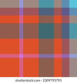 Prüfen Sie die Textur Plaid von Textil nahtlosen Hintergrund mit einem Muster Vektorgewebe tartan in Rot-und Zyan-Farben.