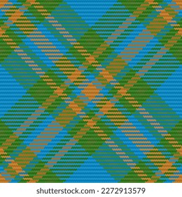 Check texture tartan. Textile pattern vector. Seamless plaid background fabric in green and cyan colors.