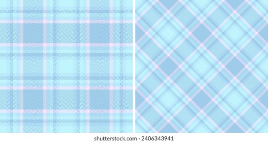 Überprüfen Sie Textur Textur aus Hintergrundgewebe Plaid mit einem tartan nahtlosen Muster Vektorgrafik in Himmelsfarben.