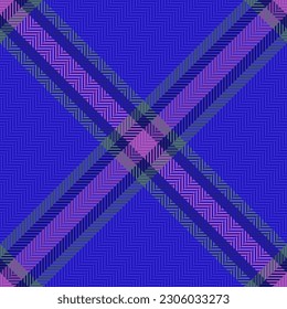 Check texture textile. Seamless tartan plaid. Vector background pattern fabric in purple and blue colors.
