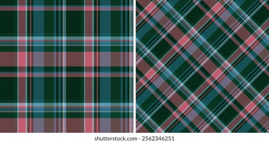 Check texture textile of tartan background vector with a seamless plaid pattern fabric. Set in stylish colours for stylish home decor.