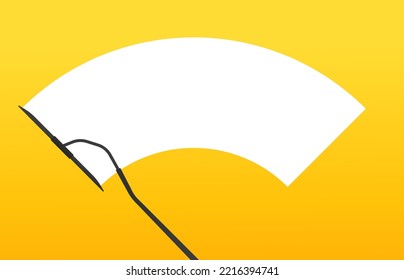 Check that the windshield wipers clean the windshield. Glass for wiping the windshield of the car.clean window, wiper brushes. removes water drops. isolated on a yellow background. Vector illustration