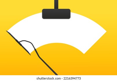 Check that the wipers clear the windshield. Glass for wiping the windshield of a car. clean window, wiper blades. car mirror. isolated on yellow background. Vector illustration